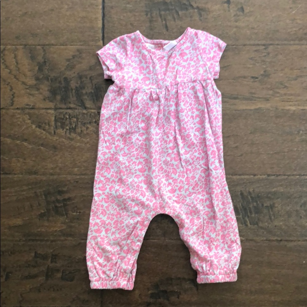 Pink and gray Romper from Nordstroms.  3 months